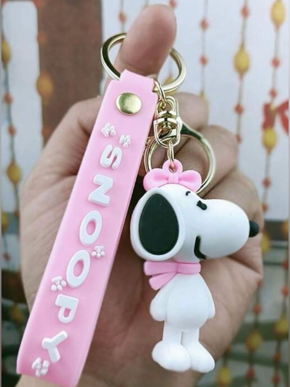 Pink Silicone Snoopy Keychain